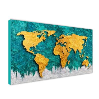 World Map Paint Art Frame Canvas Wall Paintings For Home And Office (56CM X 91CM)