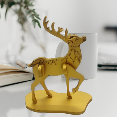 Golden Reindeer Modal Statue