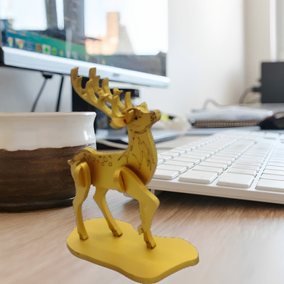 Golden Reindeer Modal Statue