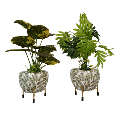 Decorative Metal Pot Stand (Set Of 2)