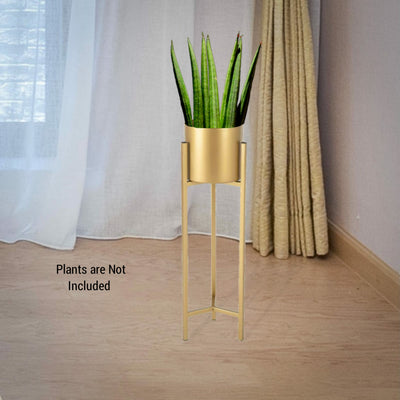 Metal Gold Finish Pot With Stand