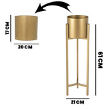 Metal Gold Finish Pot With Stand