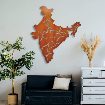 Wooden India Map Backlit Wall Decor