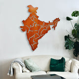 Wooden India Map Backlit Wall Decor