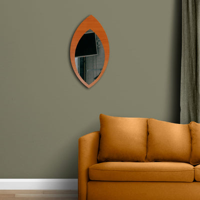 Homeshobha The leaf look Mirror Wall Hanging Mirror Modern Design Wall Mounted Mirror with Frame for Living Room Bedroom Drawing Room Office Home Décor (61cm x 33cm)